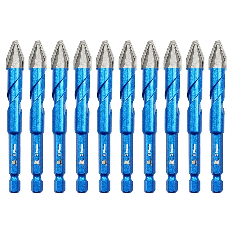 10 Pcs Hex Drill Bit Set 6/8/10mm Carbide Masonry Multifunction Drill Bit