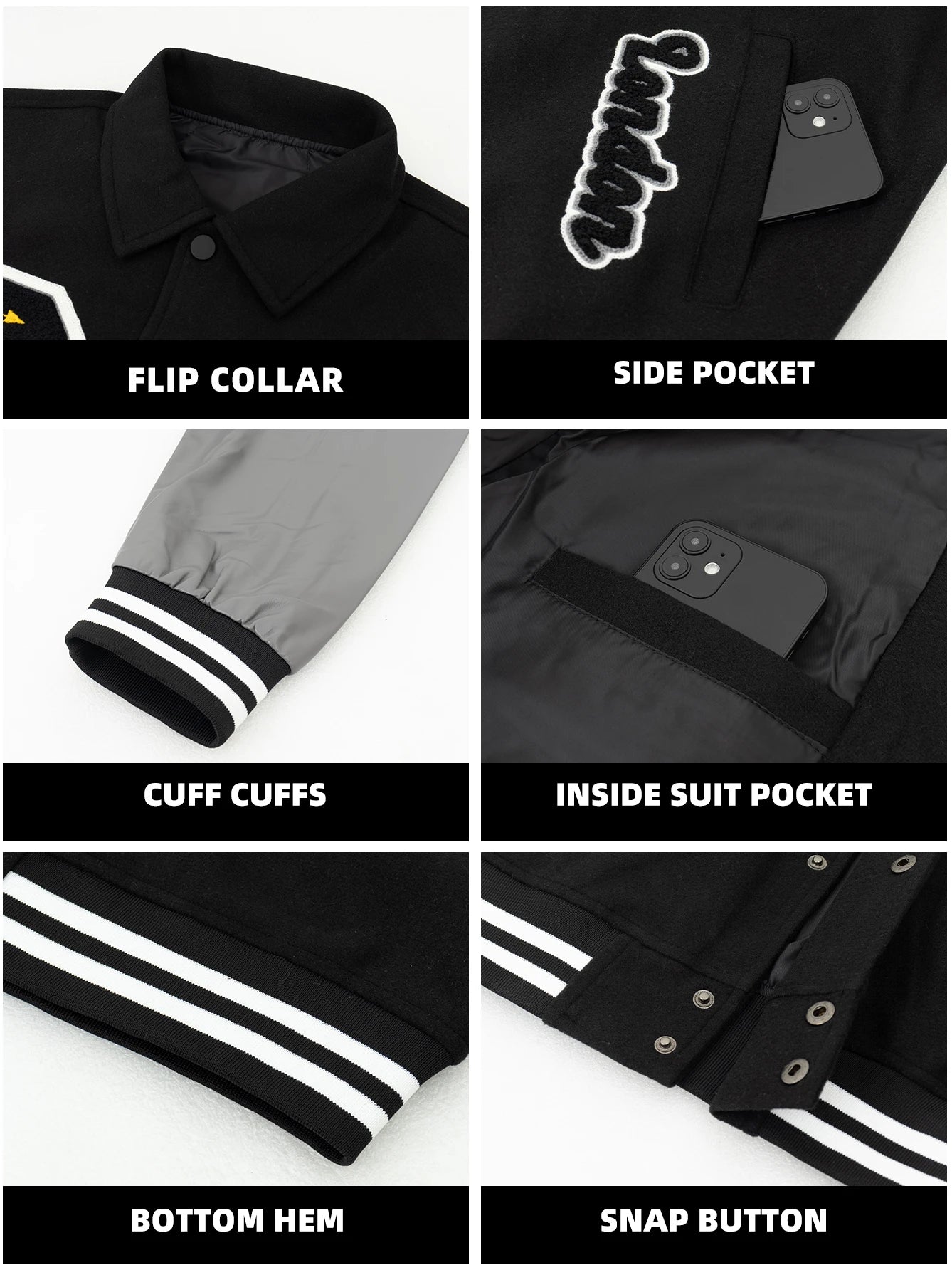 Men’s Vintage Letter Embroidery Bomber Jacket by Snagg A Jacket