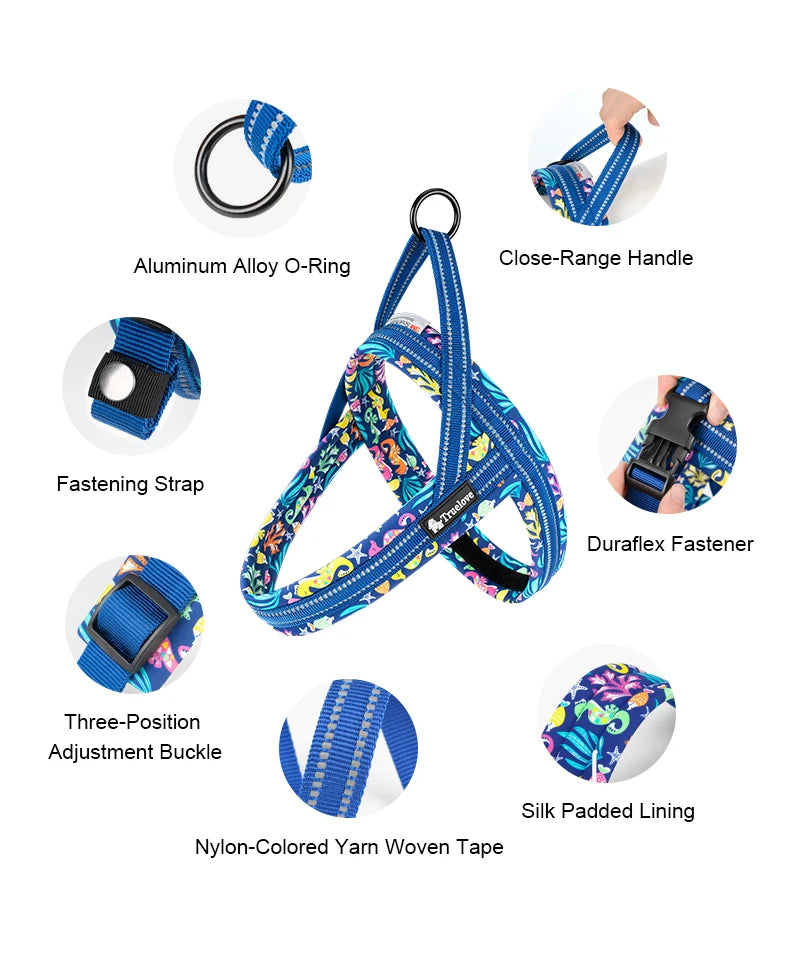 Floral Print Mesh Padded Dog Harness by Snagg A Harness