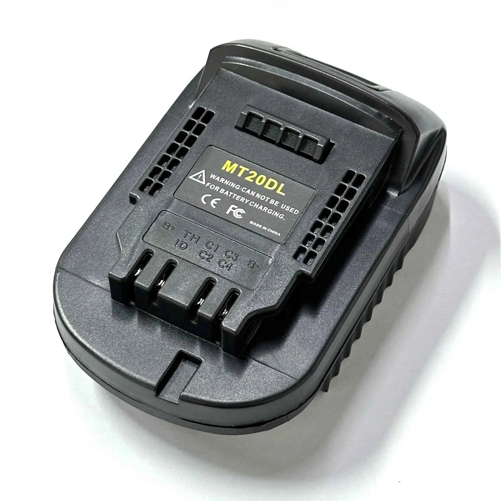 MT20DL battery converter with lock for Makita 18V to DeWalt – image 1
