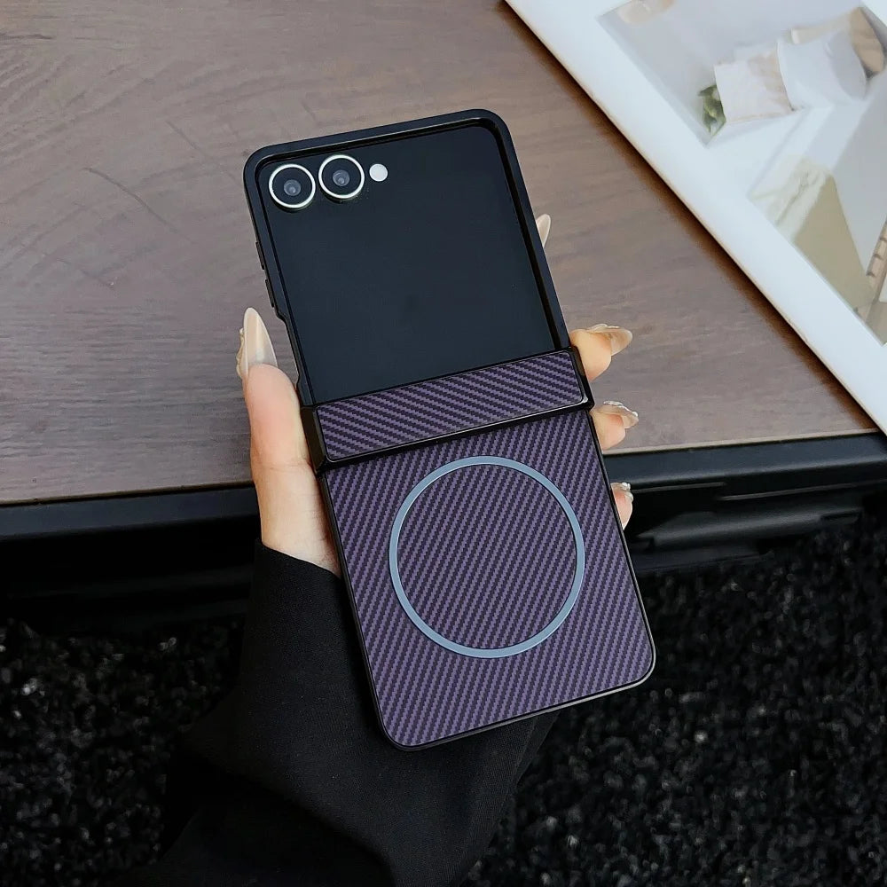 Magsafe Carbon Fiber Pattern Case Samsung Galaxy Z Flip Series by Snagg A Phone Case