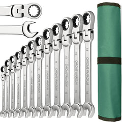 Flex Head Ratchet Spanner Wrench Set (8–22mm) by Snagg A Wrench Set