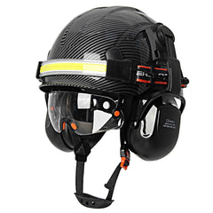 Construction safety helmet with built-in goggles, LED headlamp and earmuffs – image 3