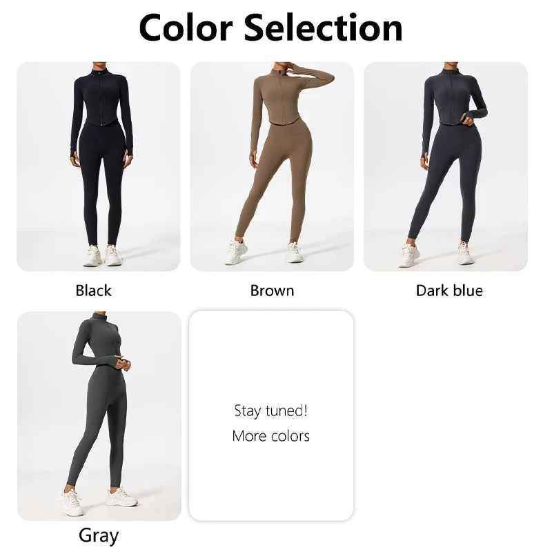 Women's 2-Piece Ultra-Soft Long Sleeve Gym Set | Quick-Dry Yoga Leggings Suit Sports Jacket