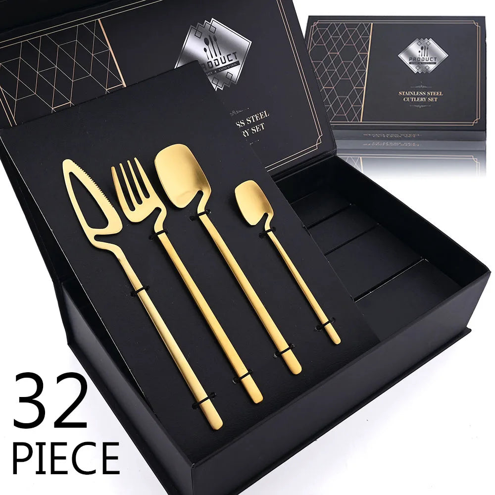 32pcs Black Matte Cutlery Set by Snagg A Dinnerware