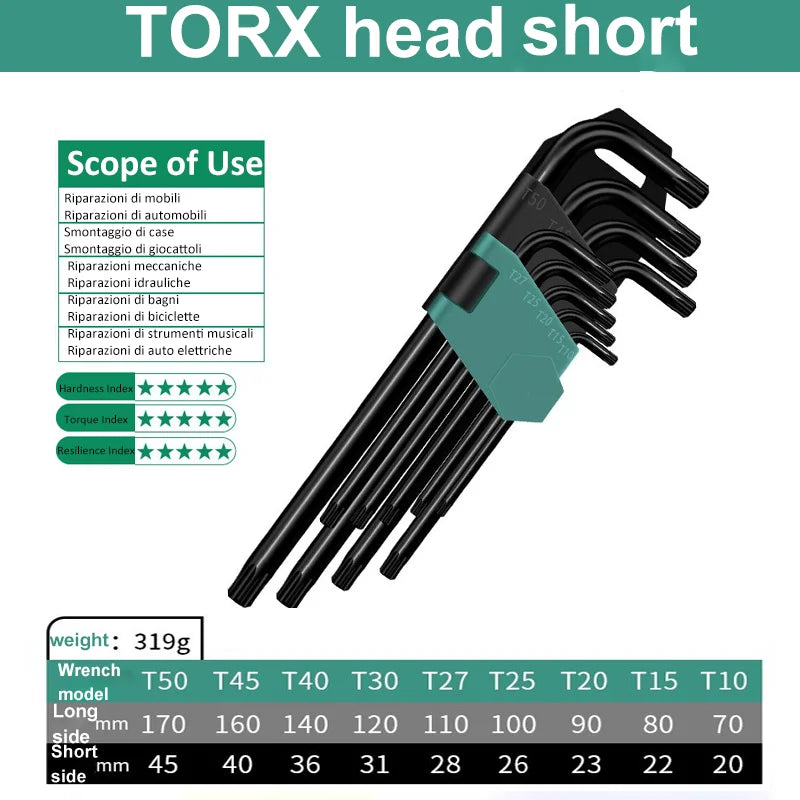 9-Piece L-Shaped Hex Key Set