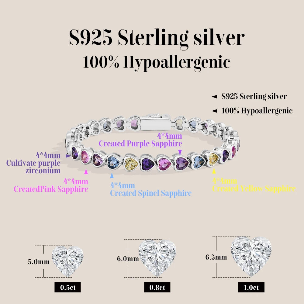 Heart-Shape Sapphire & Zircon Bracelet