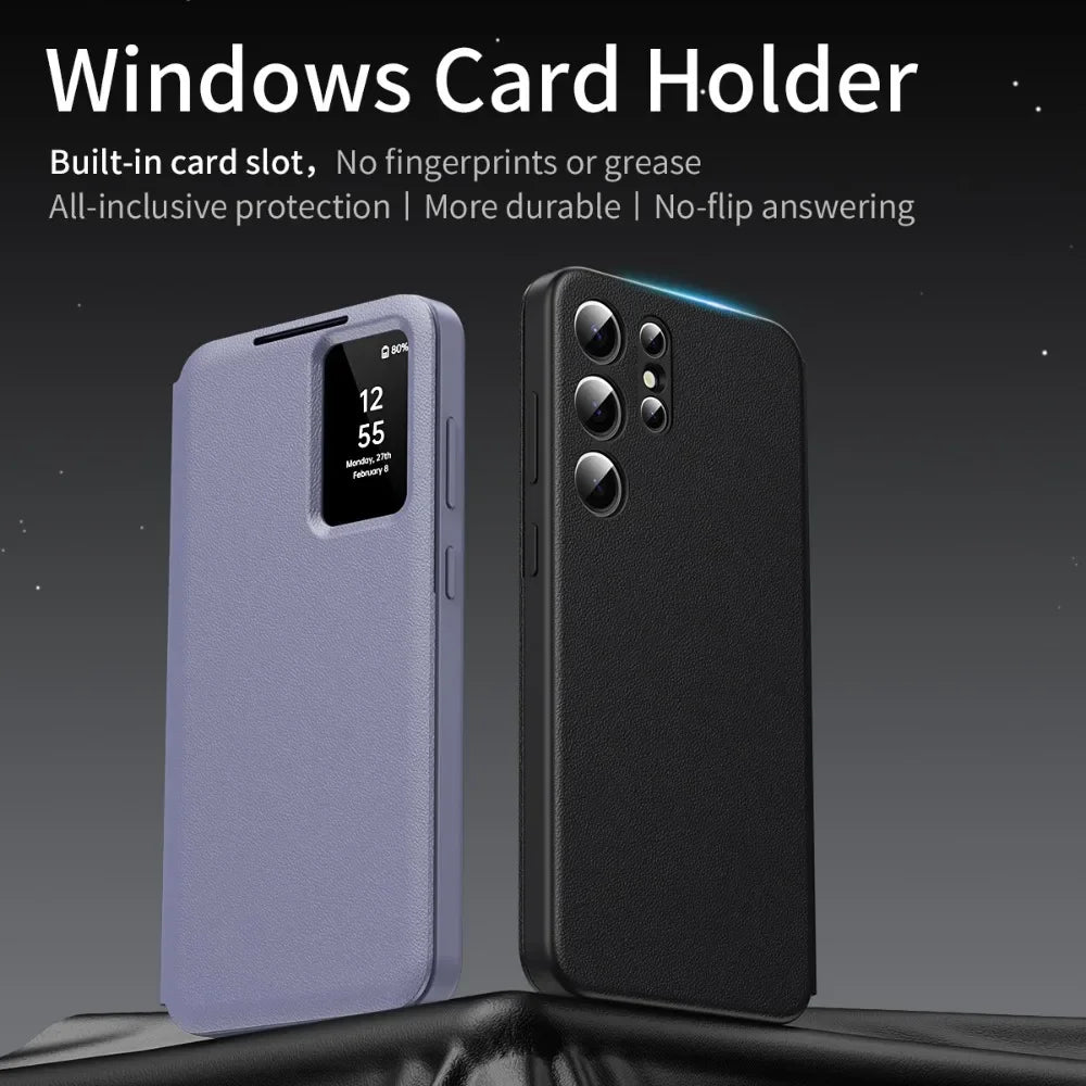 Leather Wallet Case with Window & Card Slot for Samsung Galaxy S25 Edge / A Series by Snagg A Phone Case