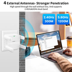 AX1500 WiFi 6 Repeater – Dual-Band 2.4G/5GHz Signal Booster by Snagg A WiFi Booster