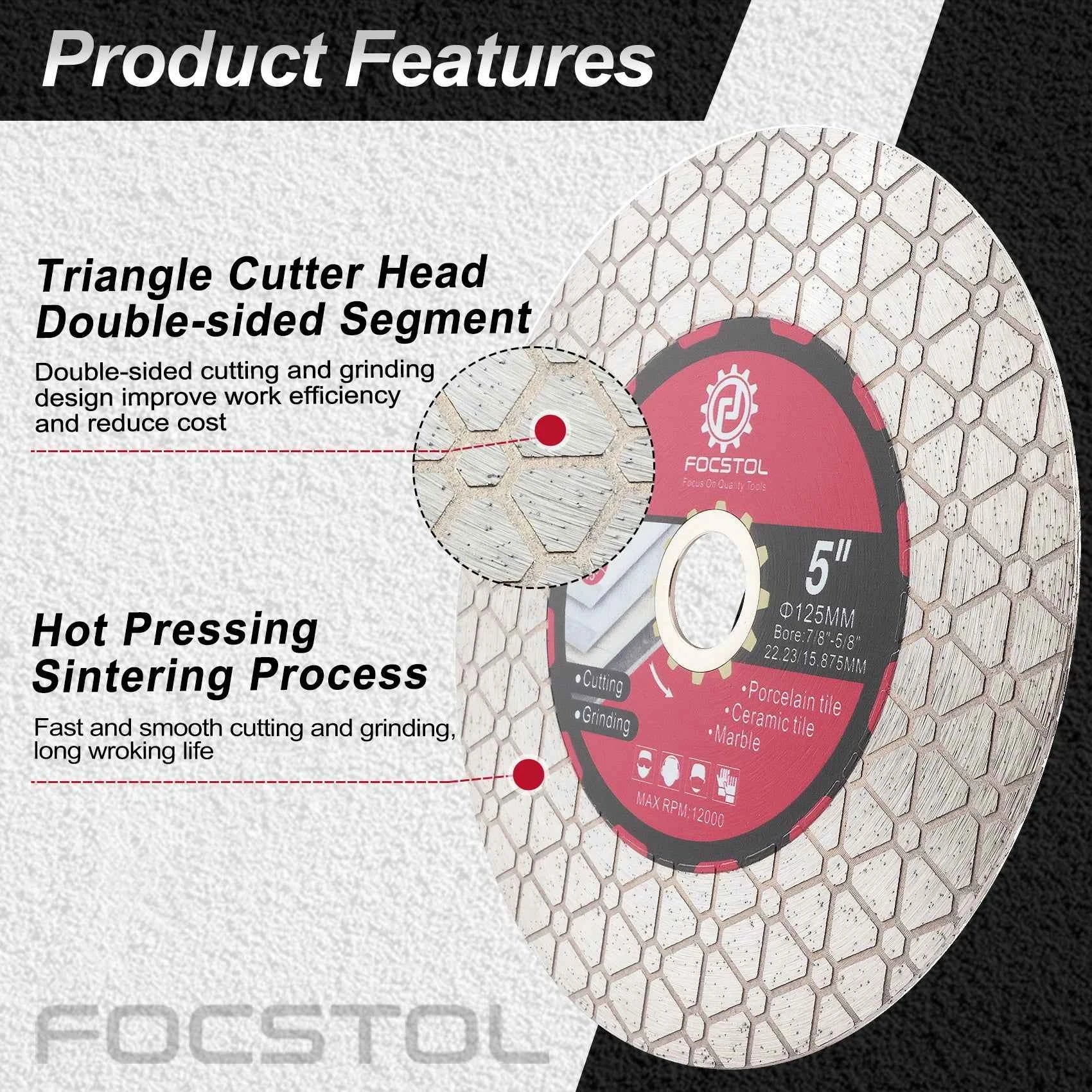 Diamond Cutting Disc 105–125mm | Tile Cutting Grinding for Porcelain Ceramic Marble Granite Quartz CE