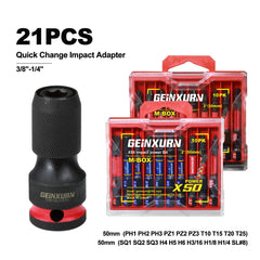 3/8" Square Drive to 1/4" Quick-Release Impact Bit Holder – Magnetic Hex Socket Adapter for Screwdriver Bits