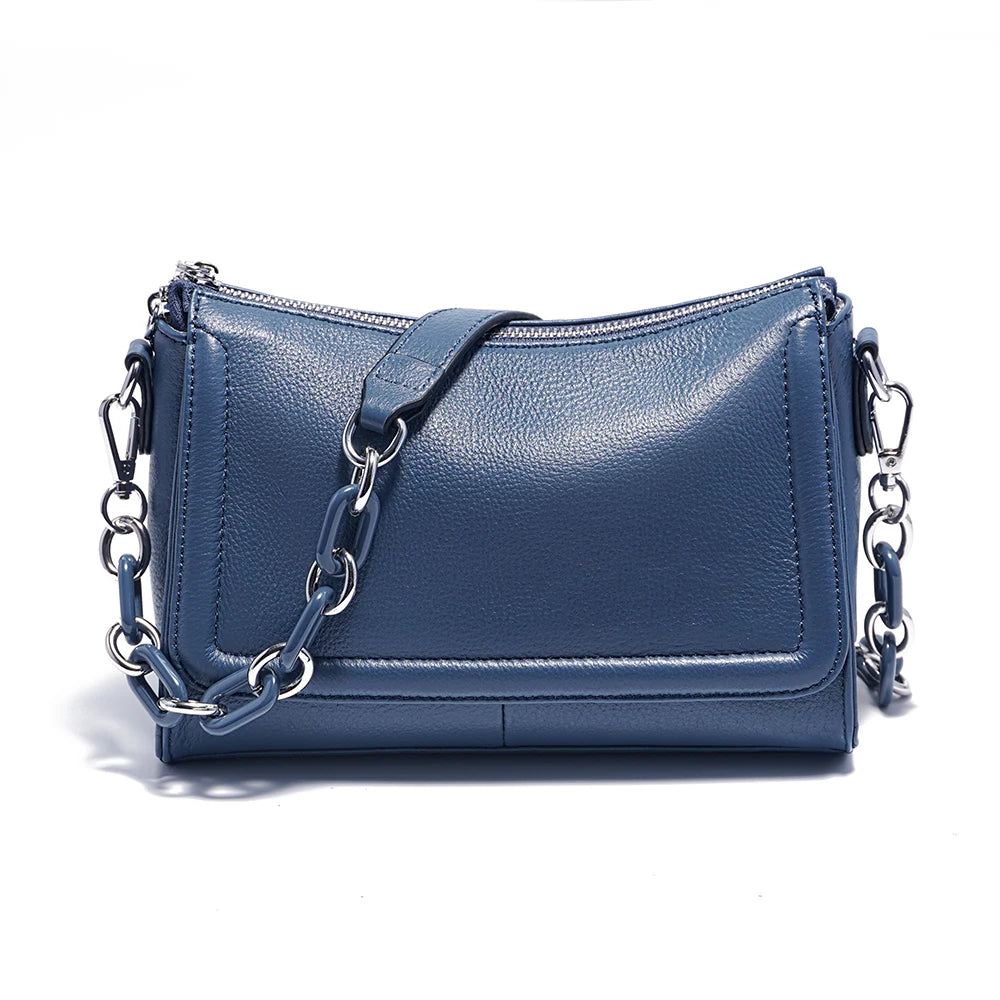 Soft Leather Acrylic Chain Handbag – Luxury Small Top-Handle Underarm & Crossbody Shoulder Bag for Women