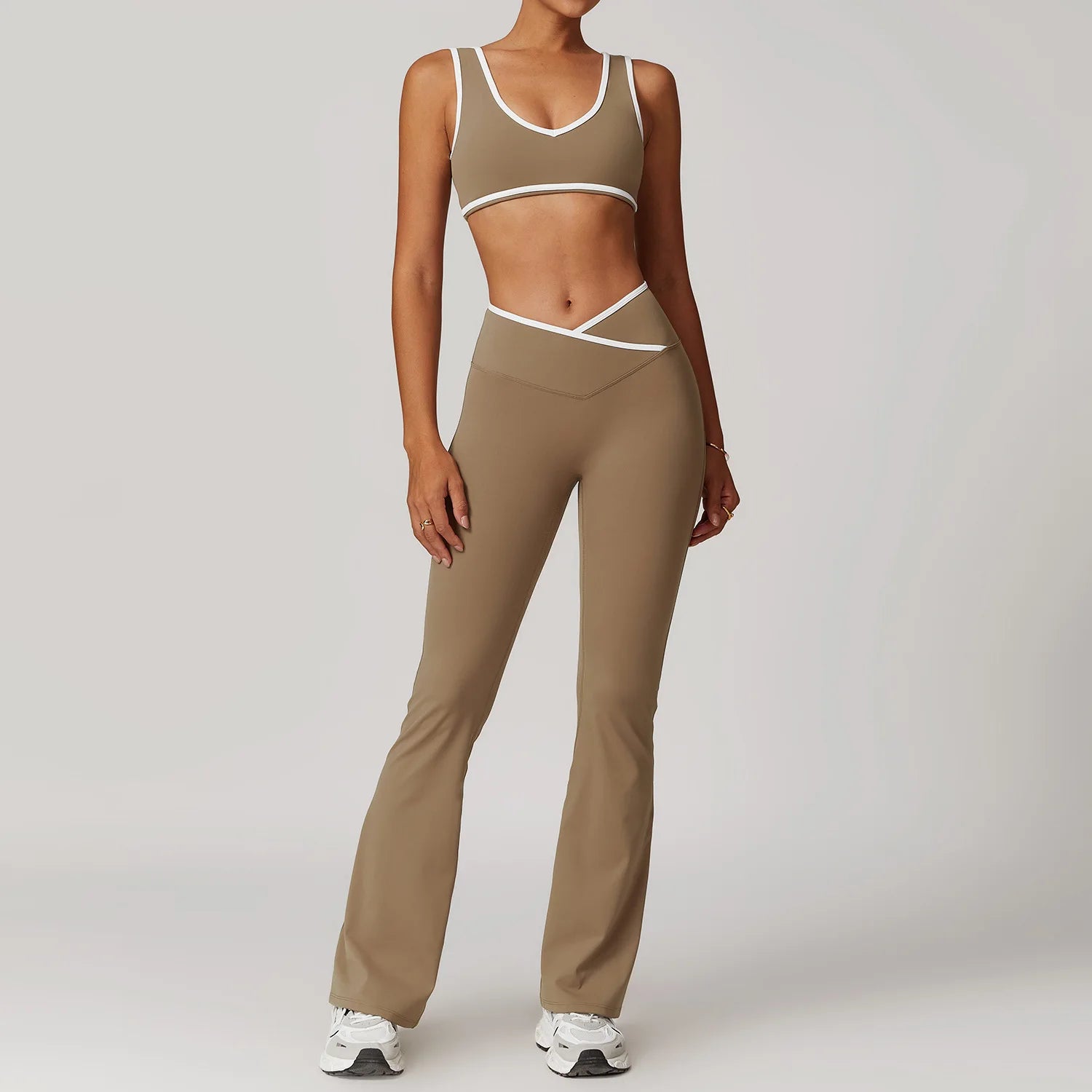 Women's 2-Piece Yoga Workout Set | High Waist Leggings & Sports Bra Gym Tracksuit Athletic Wear