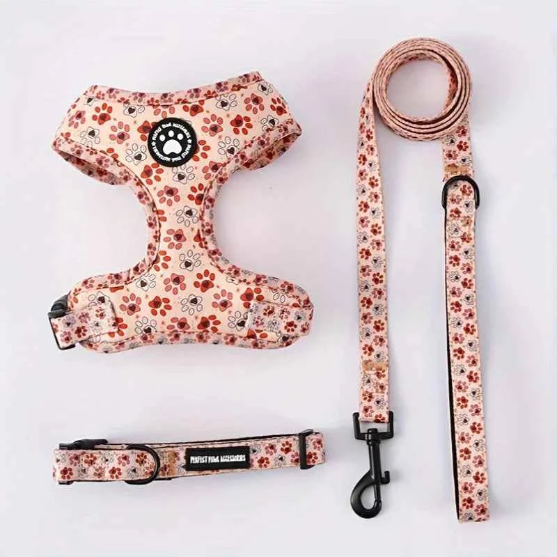 Knit Fabric Dog Harness & Leash Set – Breathable All-Season Chest Vest with Press Buckle for All Breeds