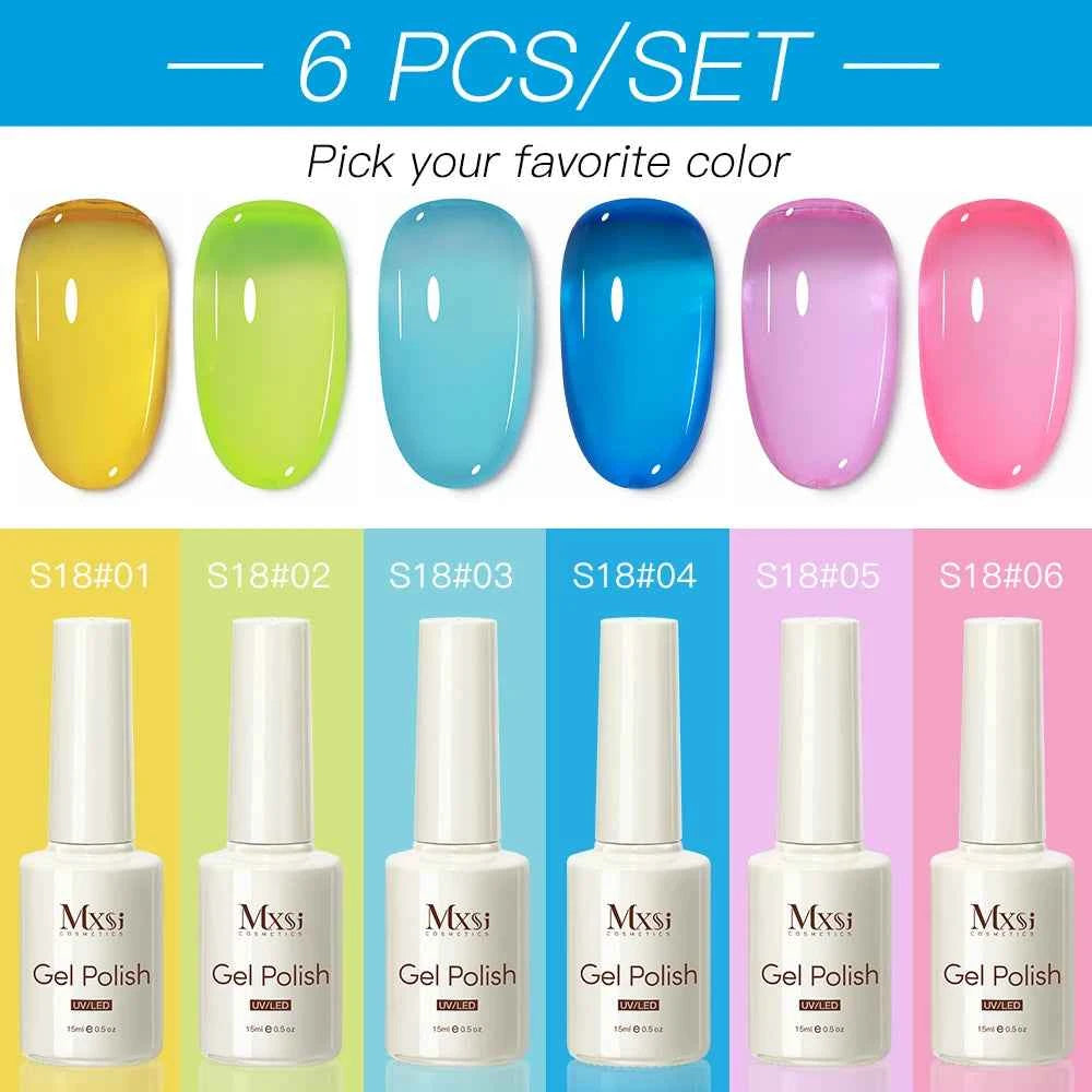 6 Piece Nude Pink Jelly Gel Collection – 15ml Professional Translucent "Syrup" Nail Art System