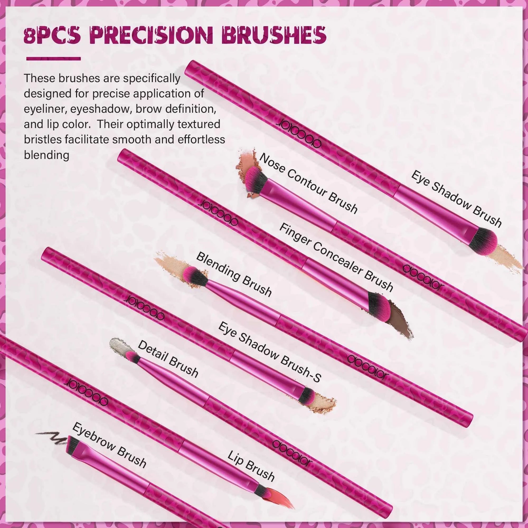 12 Piece Makeup Brush Set – Leopard Pink Professional Beauty Kit