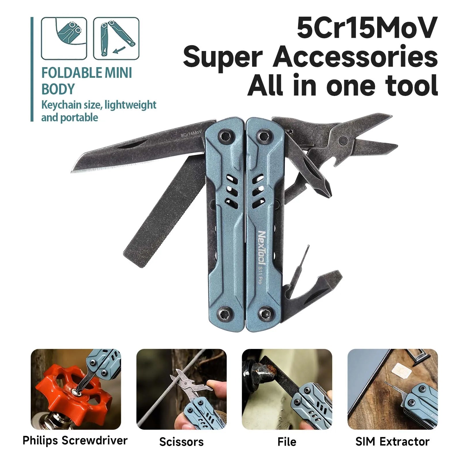 Mini 12-in-1 Multitool | Pocket Pliers, Knife, Wire Cutters & More