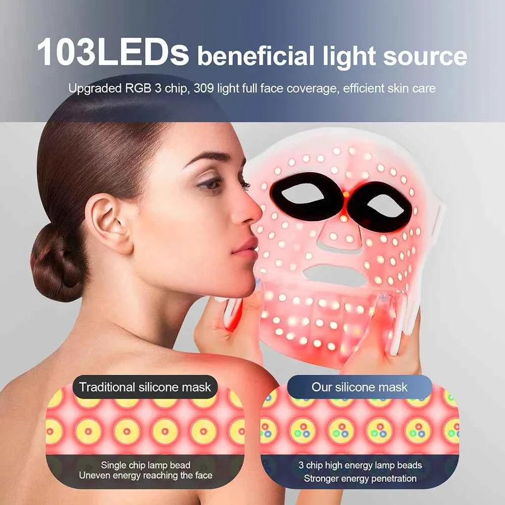 Silicone LED Face & Neck Mask – 7 Color Wireless Photon Light Therapy Device
