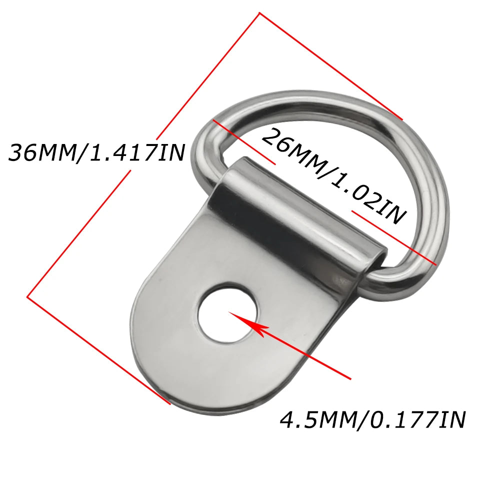 D-Shaped Anchor Rings & Hooks | Iron Cargo Tie Suspension Rings for Truck Trailer RV Ship 1–50pcs