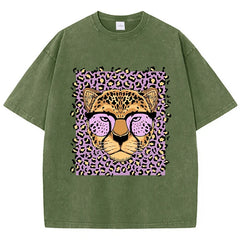 Leopard Cartoon Print Womans Streetwear T-Shirt