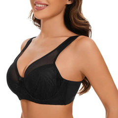 Plus Size Floral Lace Minimizer Bra | Underwire Full Coverage Lifting Support