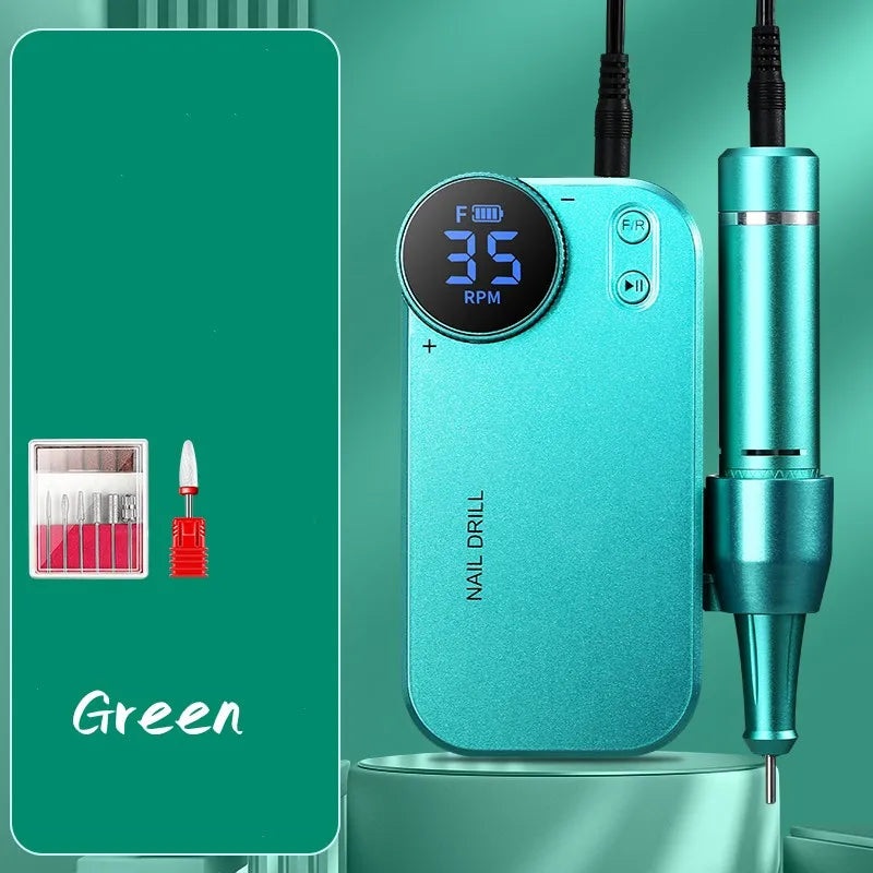 Professional 35,000 RPM Ultra Portable Electric Nail Drill – 4500mAh High-Capacity Rechargeable Manicure Station