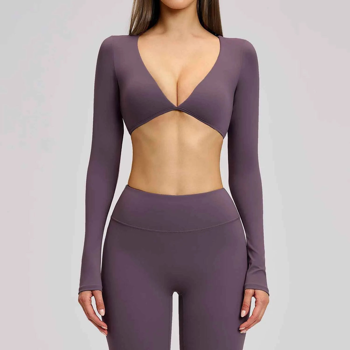 Women's Long Sleeve Crop Sports Top | Exposed Navel Quick-Dry Gym Yoga Running Fitness Wear