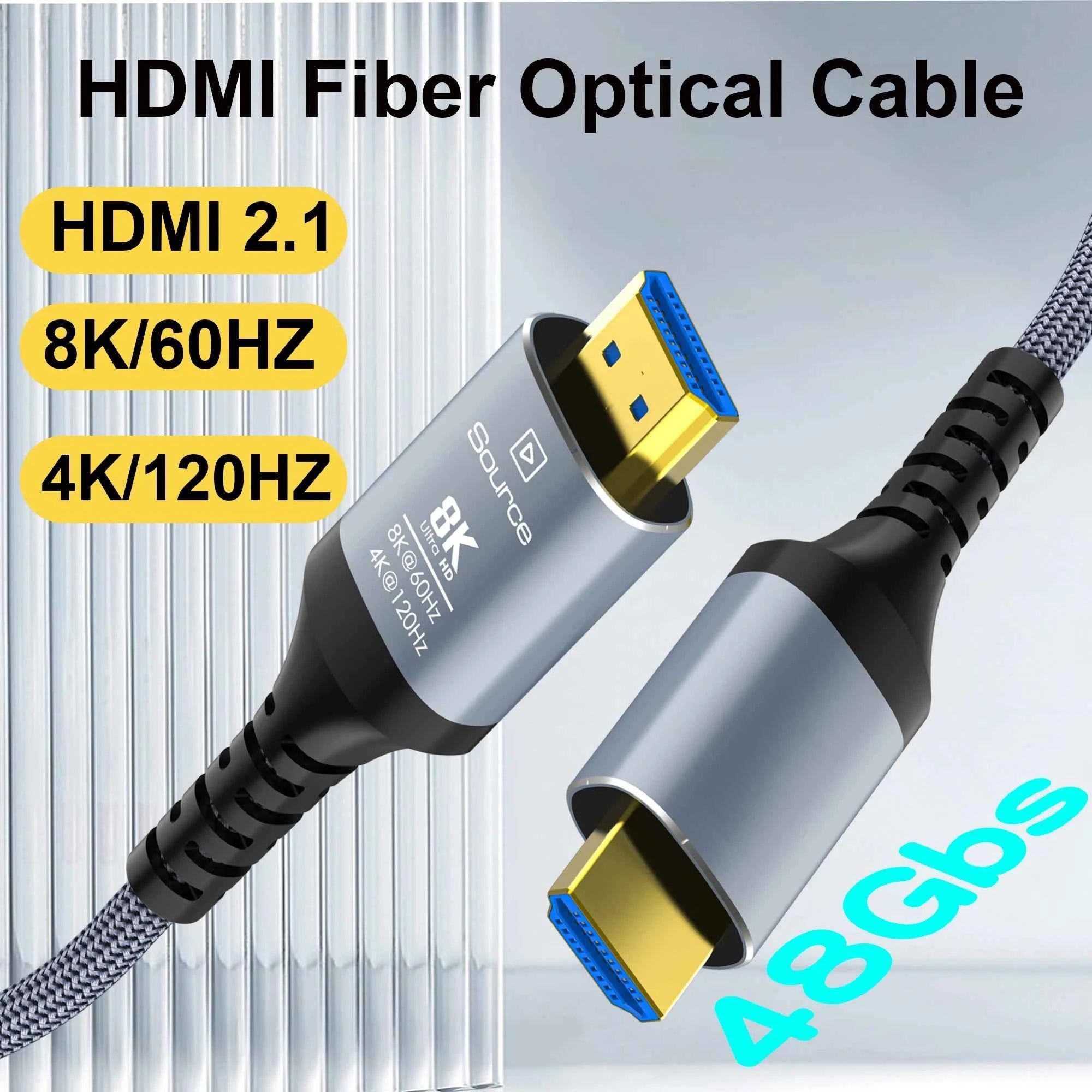 HDMI 2.1 Fiber Optic Cable 8K@60Hz / 4K@120Hz – Dynamic HDR, eARC & HDCP 2.3 for LG, Samsung, Sony, PS5 & Blu-ray