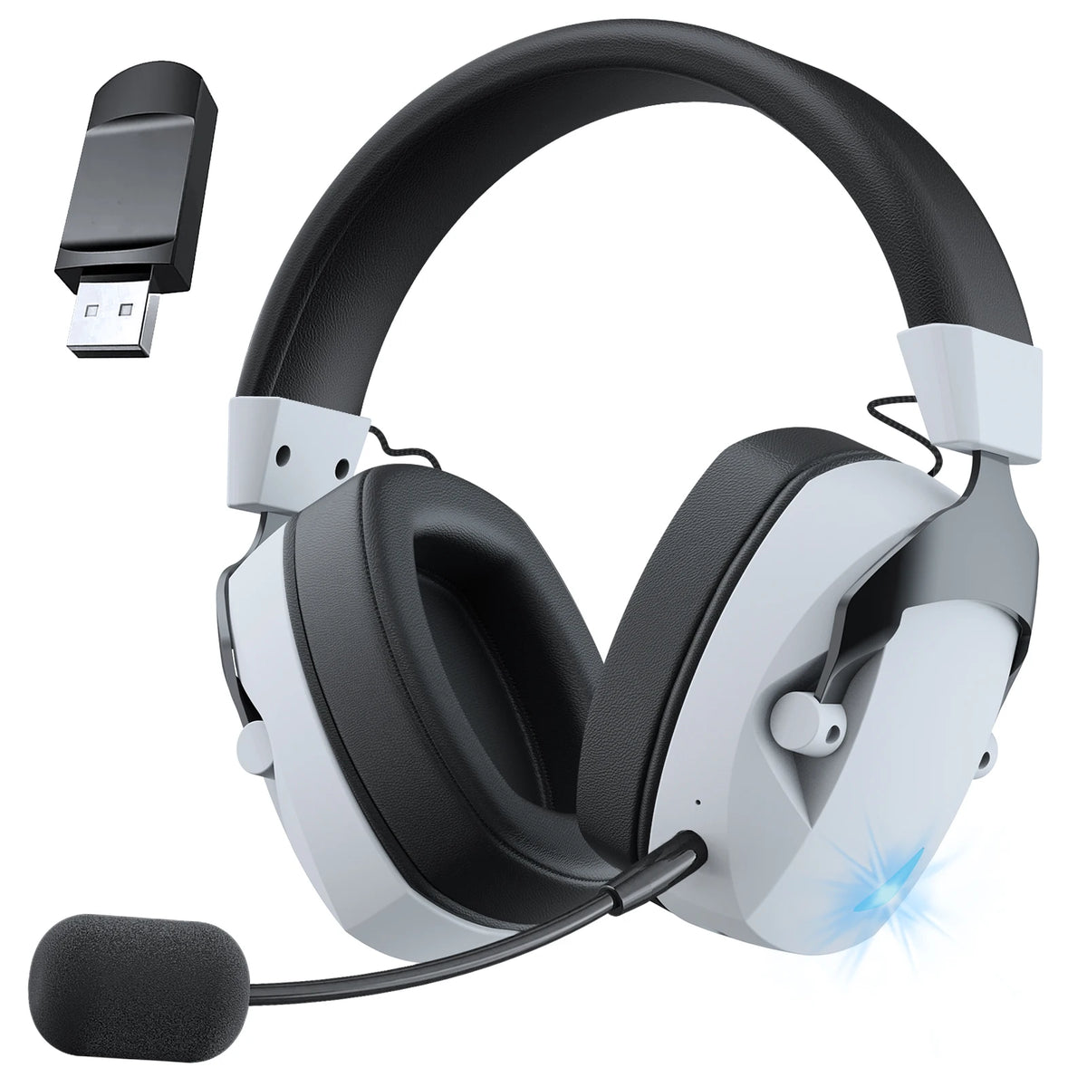Wireless Gaming Headset with Detachable Noise Cancelling Microphone,2.4G Bluetooth-USB-3.5mm Wired Jack 3 Modes for Multi-device by SnaggIt