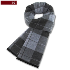 Men’s Luxury Wool Scarf — Cashmere Silk Blend Winter Plaid Shawl