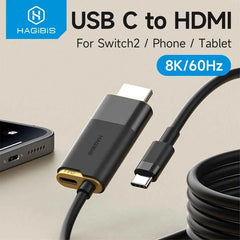 Portable TV Dock – USB-C to HDMI 8K@60Hz HDR, 100W PD for Switch 2, Steam Deck & ROG Ally