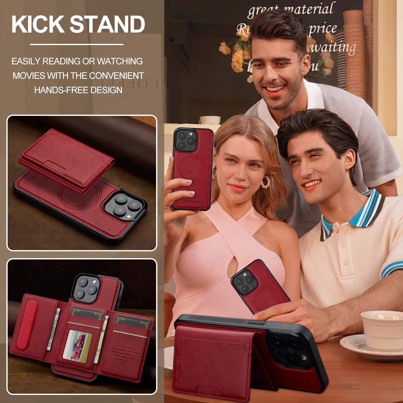 2 in 1 Detachable Magnetic Leather Case – for iPhone 17 Series - Phone Cases & Covers