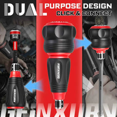 Impact Magnetic Screwdriver Set | Stubby 2-in-1 Ratchet Handle Dual-End Socket Wrench Bits Nut Driver
