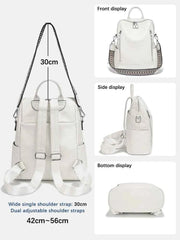 Genuine Leather Convertible Backpack – Multi-Pocket Day Pack & Shoulder Bag for Travel & Commuting
