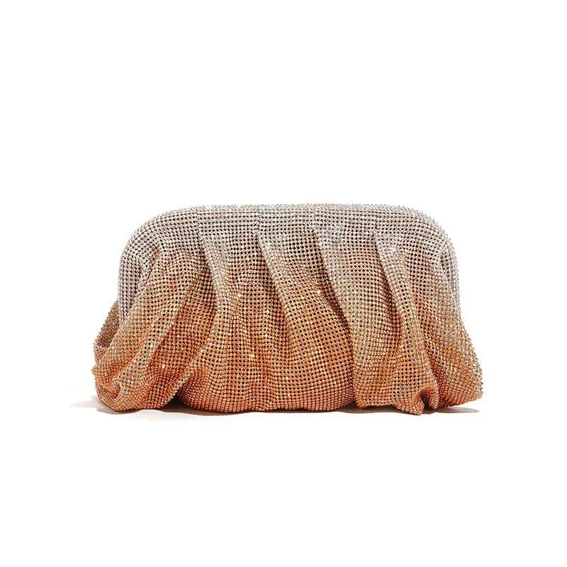 Shiny Rhinestone Crystal Fold Evening Clutch
