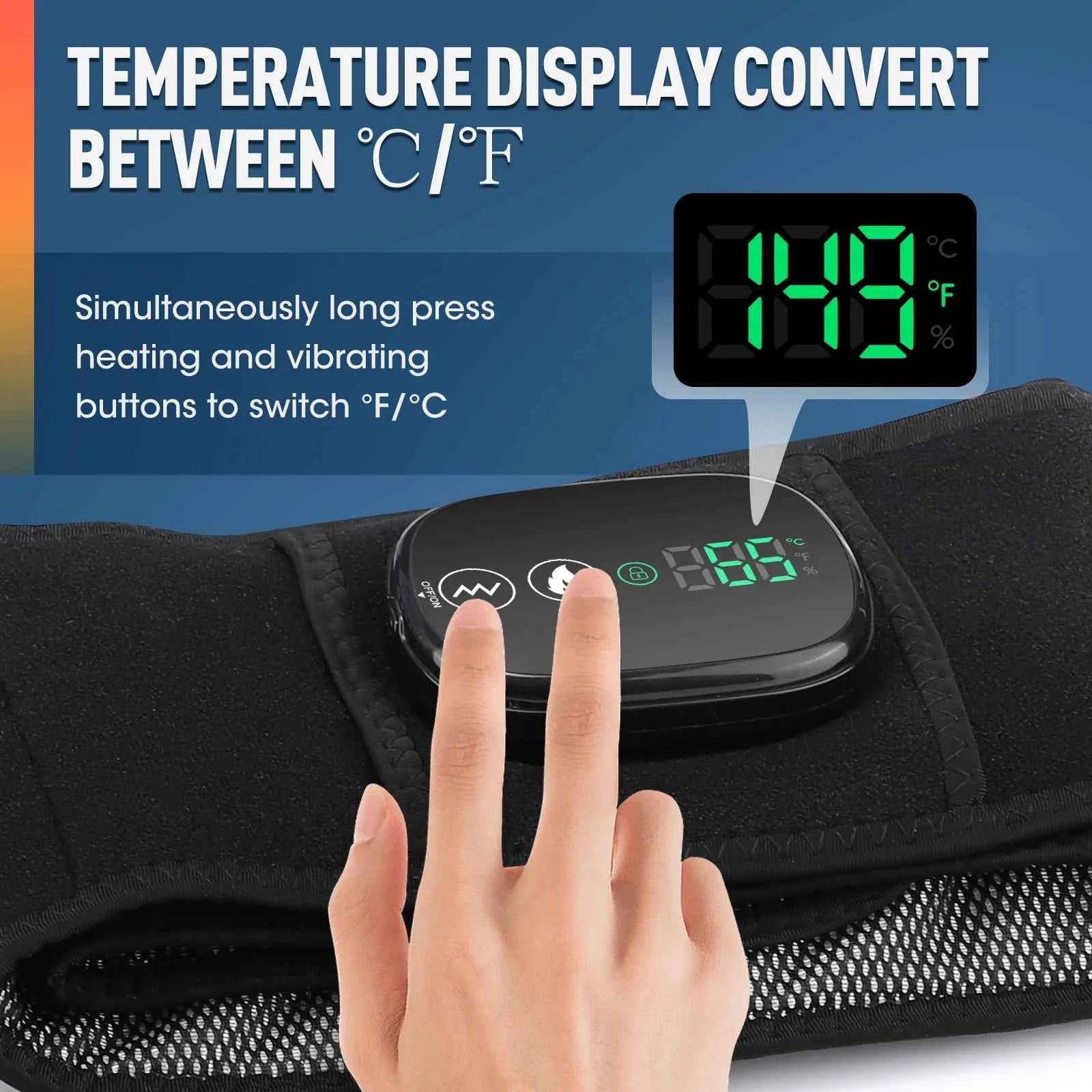 Red Light Heating Vibration Waist Massage Belt – Cordless Lumbar Support & Heat Therapy Brace