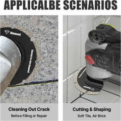 5pcs Diamond Multitool Blades with Adapter | Universal Quick-Release Grout Removal for Soft Tile Cement