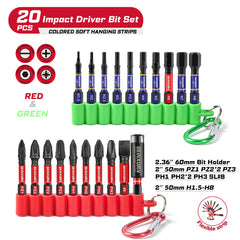 Mixed 2” Impact Screwdriver Bits Set – PH/HEX/PZ Magnetic S2 Steel with Soft Hanging Strips