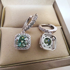 Teal Moissanite Drop Earrings