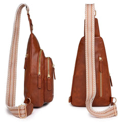 PU Leather Sling Crossbody Chest Bag