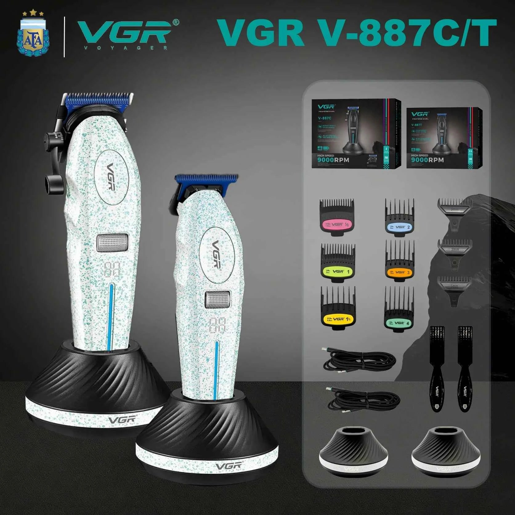 Professional 9000 RPM Master Clipper – Blue Zirconia Ceramic Blade System with 6 Speed Rolling Control & Charging Dock