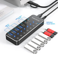 USB Extension with Individual Touch On/Off Switches by Snagg A Charging Station