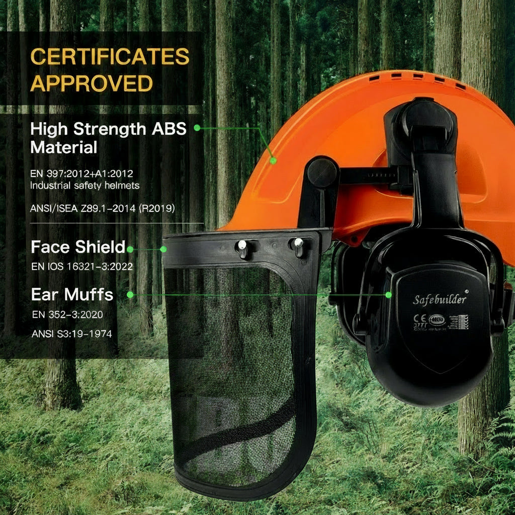 Forestry Safety Helmet With Face Shield & Ear Muffs by Snagg A Safety Helmet