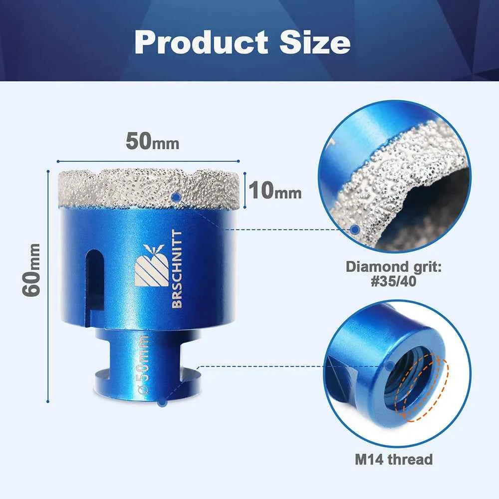 Vacuum Brazed Diamond Core Drill Bit & Heavy Duty Hole Saw for Granite, Porcelain, and Ceramic
