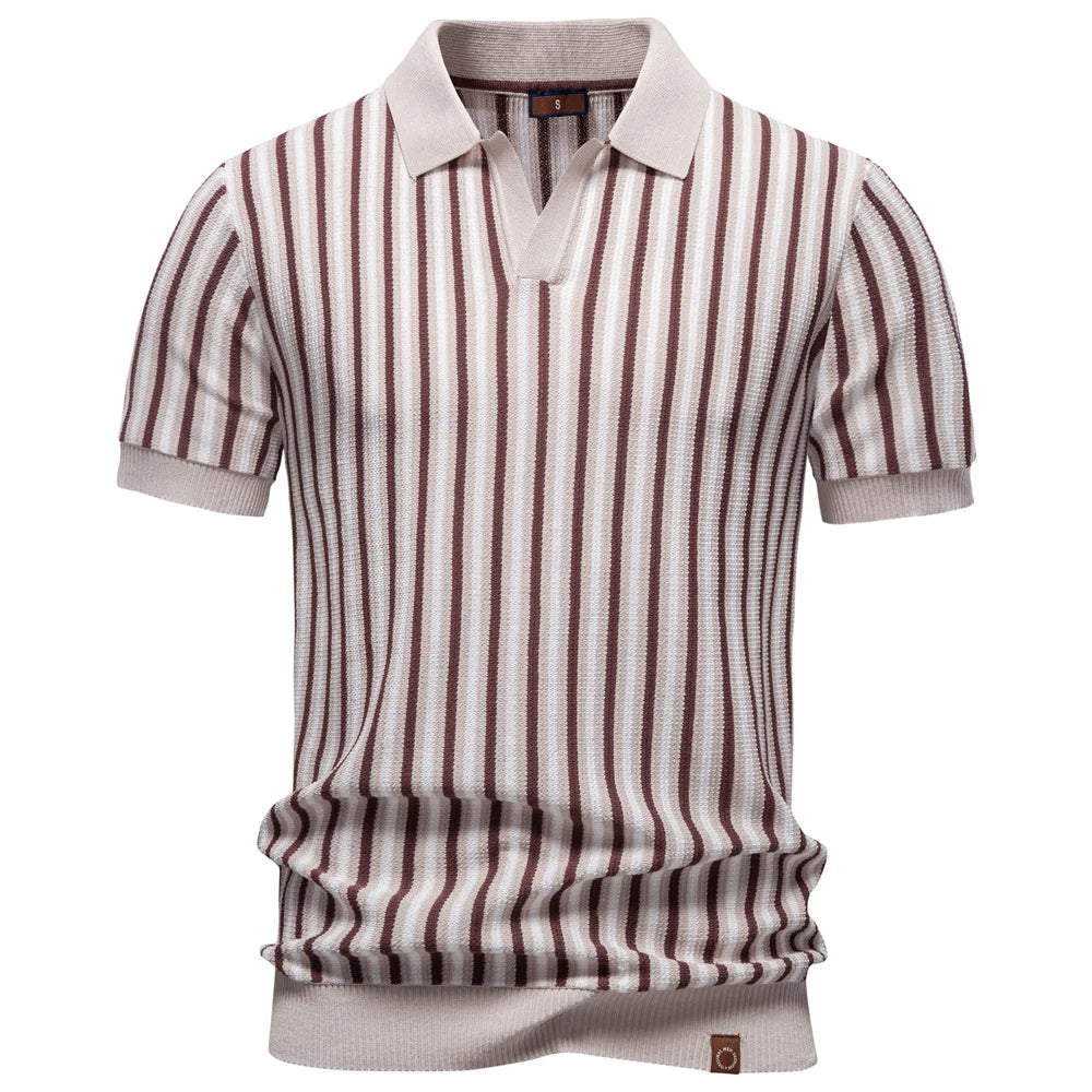 Men's "Ice Silk" Stripe Polo | 2026 Cooling Touch Summer Essential