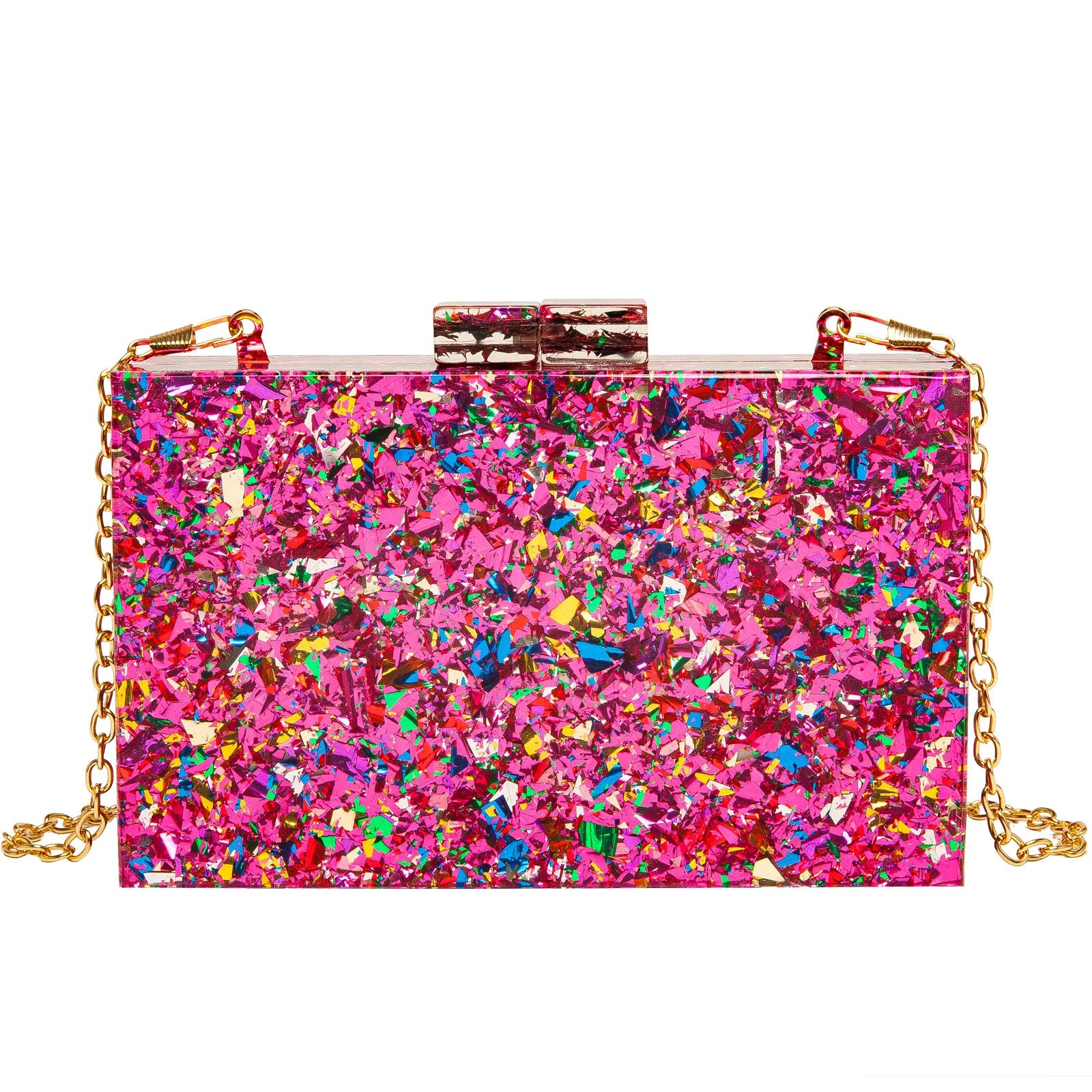 Multicolor Acrylic Geometric Box Clutch
