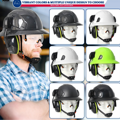 Full Brim Safety Helmet with Built In Goggles Earmuffs by Snagg A Safety Helmet