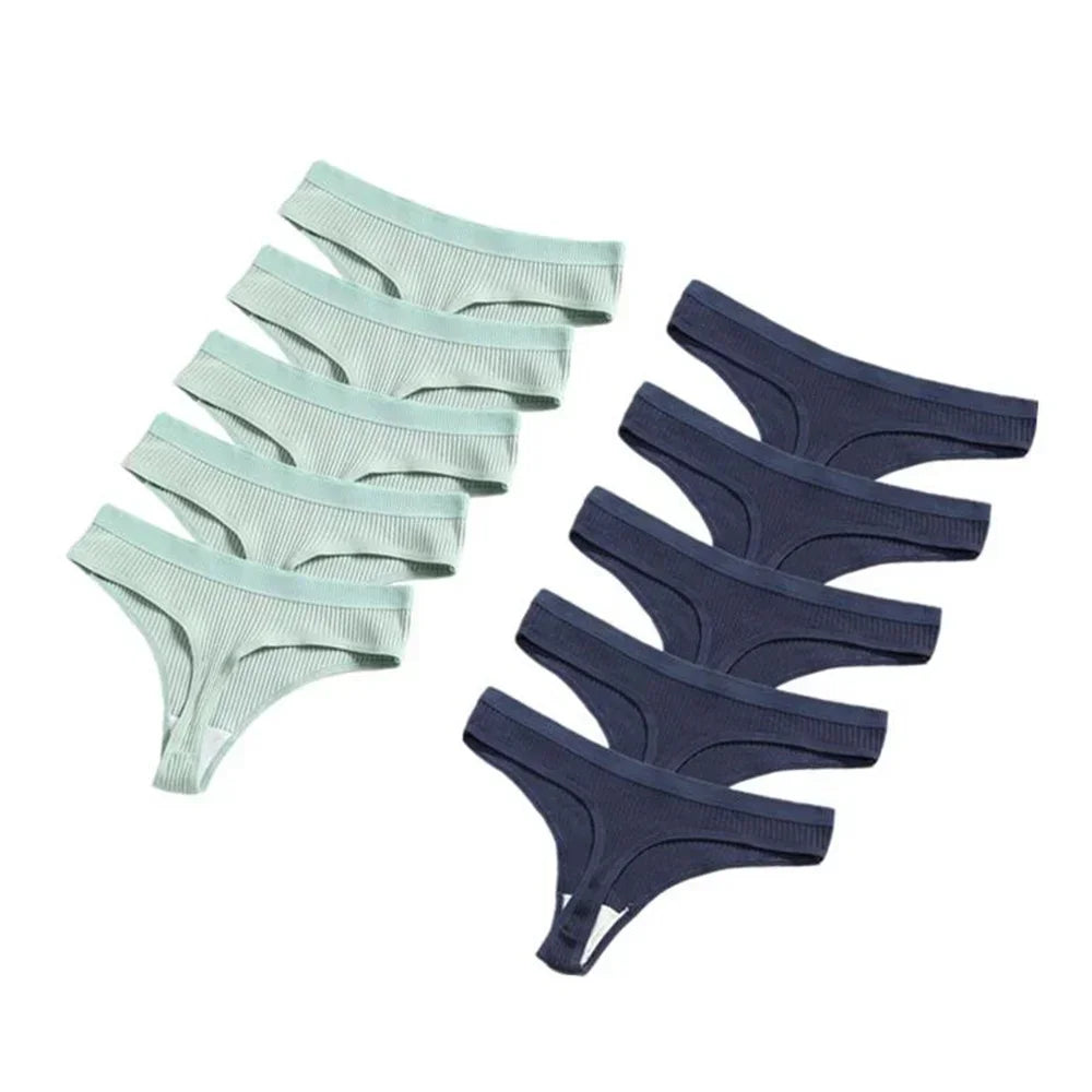 Seamless Cotton G-String 10-Pack | Breathable Thong Solid Colour Plus Size Women's Underwear