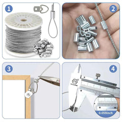 1.5mm 304 Stainless Steel Cable Suspension Kit | Picture Frame Hanging Wire Rope with Hardware
