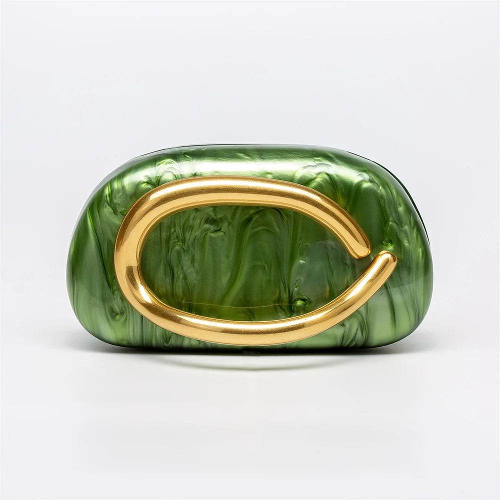 Brass Letter Acrylic Box Clutch - SnaggIt